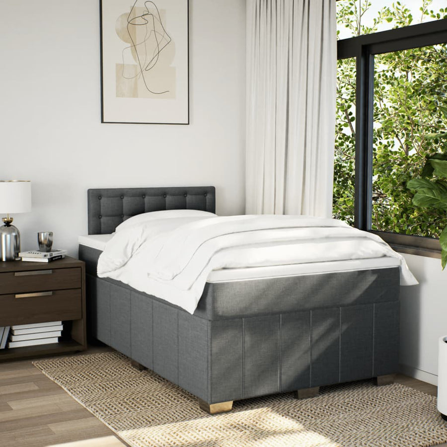 Boxspring met matras stof donkergrijs 120x200 cm
