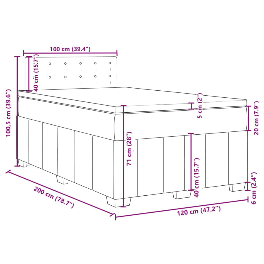 Boxspring Met Matras Stof 120 x 200 cm