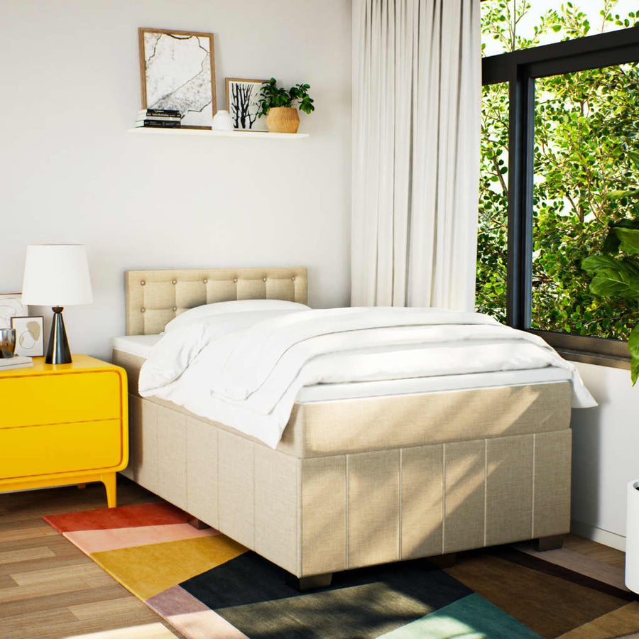 Boxspring met matras stof crèmekleurig 120x200 cm