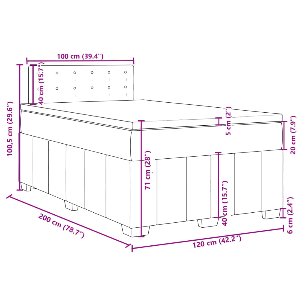 Boxspring met matras stof crèmekleurig 120x200 cm