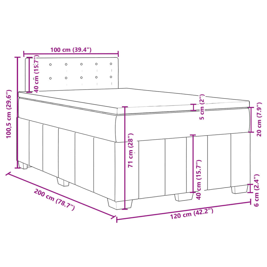 Boxspring met matras stof crèmekleurig 120x200 cm