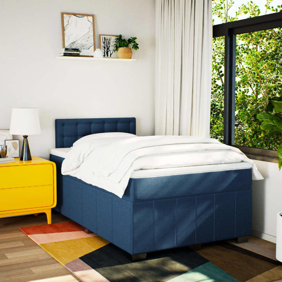 Boxspring met matras stof blauw 120x200 cm