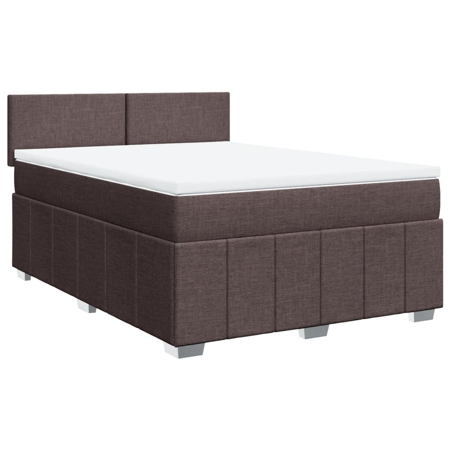 Boxspring met matras stof donkerbruin 140x190 cm