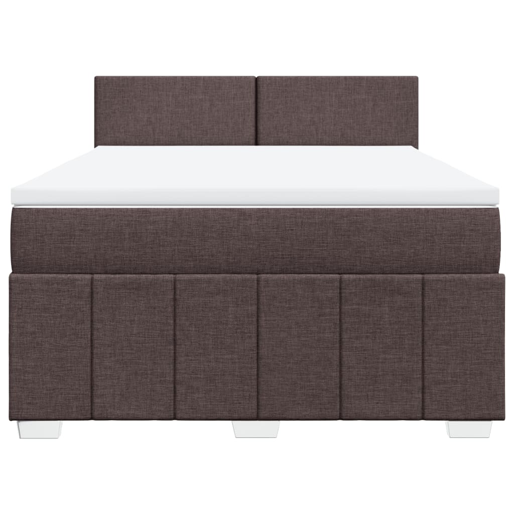 Boxspring met matras stof donkerbruin 140x190 cm