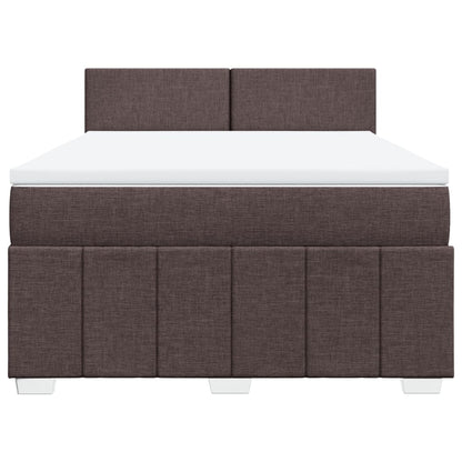 Boxspring met matras stof donkerbruin 140x190 cm