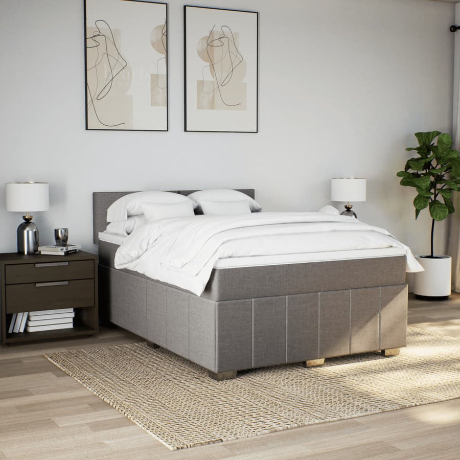 Boxspring met matras stof taupe 140x190 cm