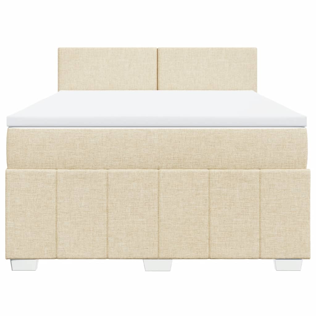 Boxspring met matras stof crèmekleurig 140x190 cm