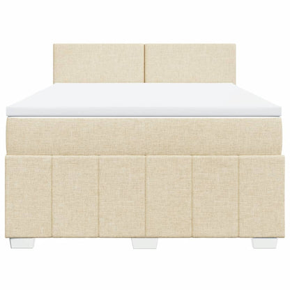 Boxspring met matras stof crèmekleurig 140x190 cm