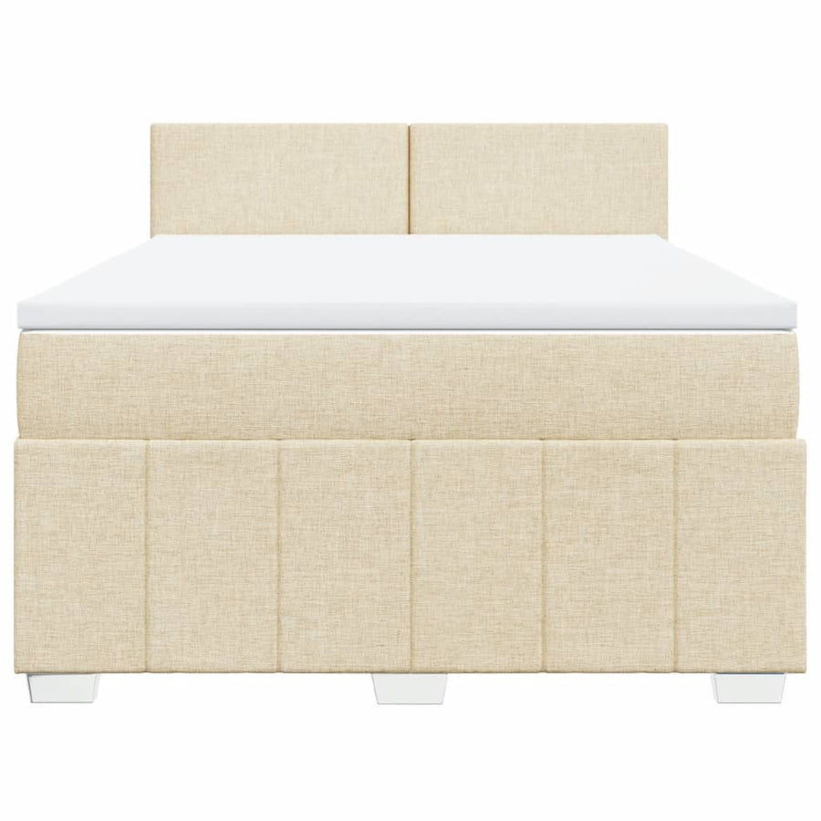 Boxspring met matras stof crèmekleurig 140x190 cm
