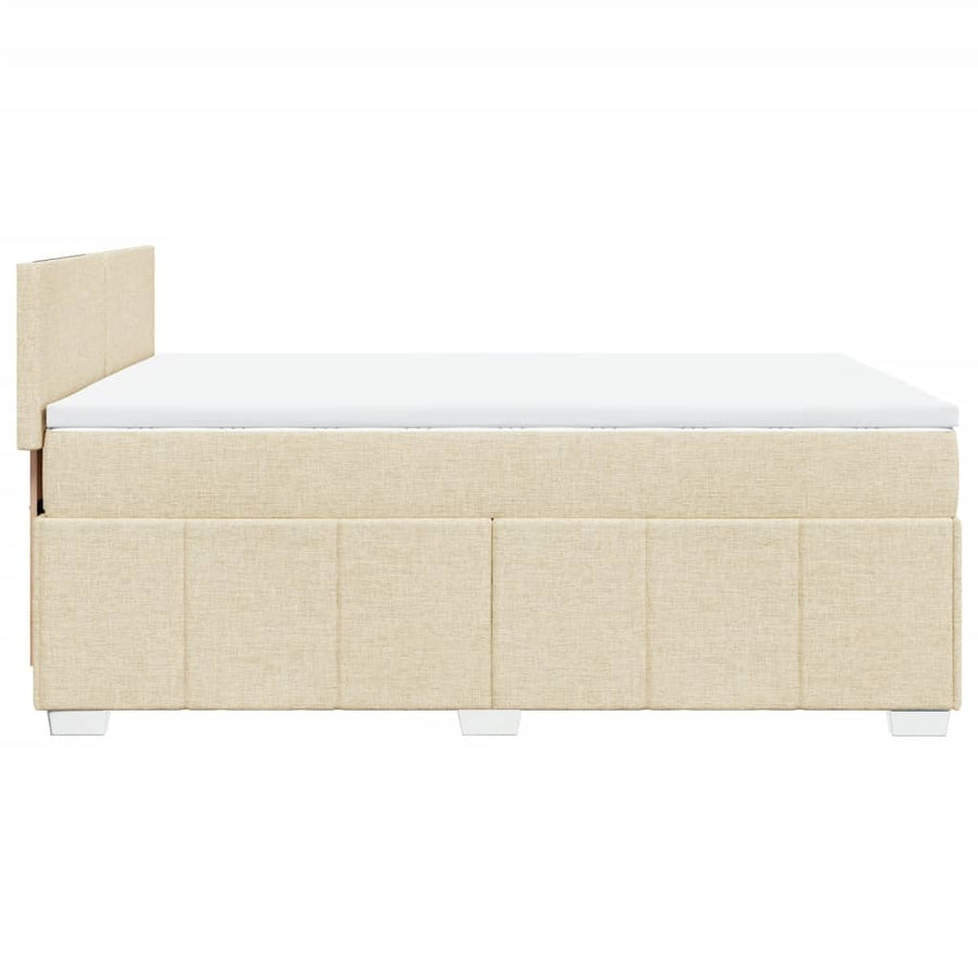 Boxspring met matras stof crèmekleurig 140x190 cm