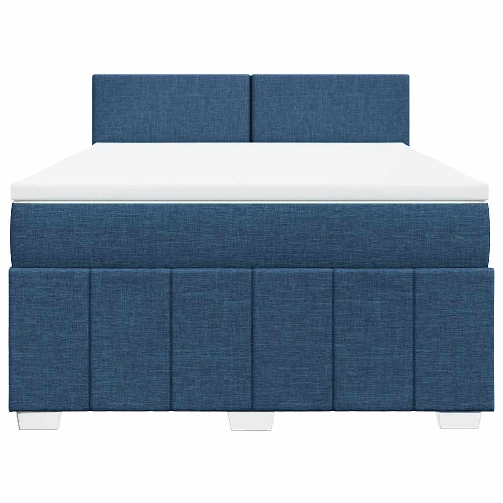 Boxspring met matras stof blauw 140x190 cm