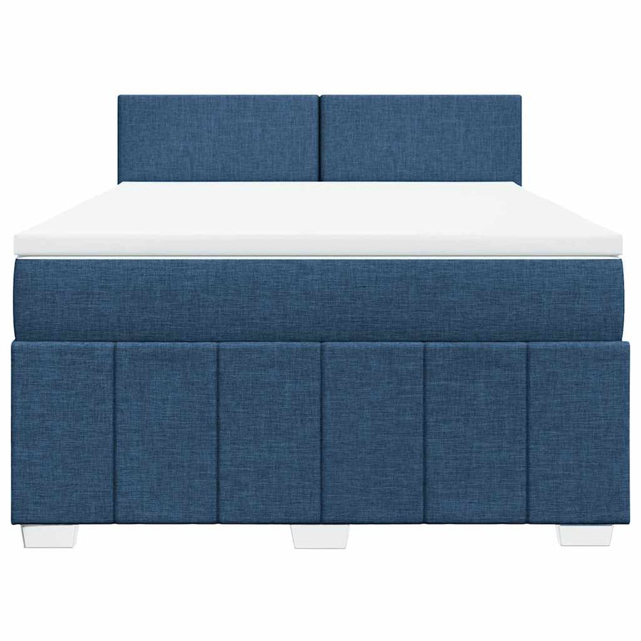 Boxspring met matras stof blauw 140x190 cm