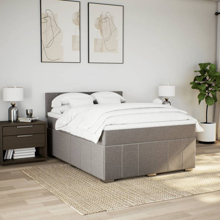 Boxspring met matras stof taupe 140x190 cm