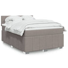Box spring with fabric mattress taupe 140x190 cm