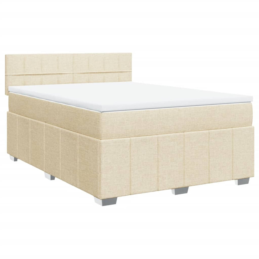 Boxspring met matras stof crèmekleurig 140x190 cm