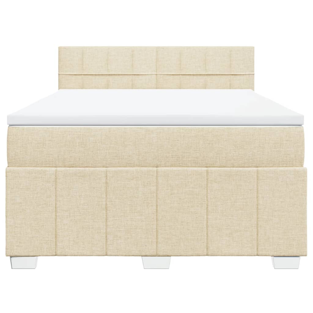 Boxspring met matras stof crèmekleurig 140x190 cm