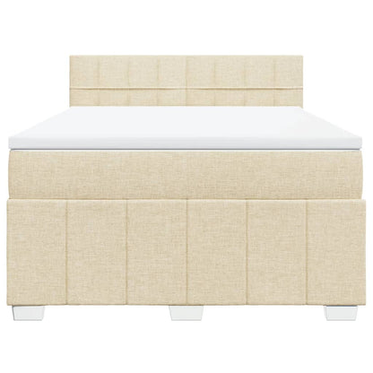 Boxspring met matras stof crèmekleurig 140x190 cm