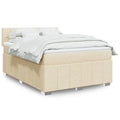 Box spring with cream-coloured fabric mattress 140x190 cm