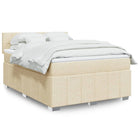 Box spring with cream-coloured fabric mattress 140x190 cm