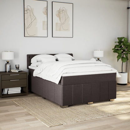 Boxspring met matras stof donkerbruin 140x190 cm