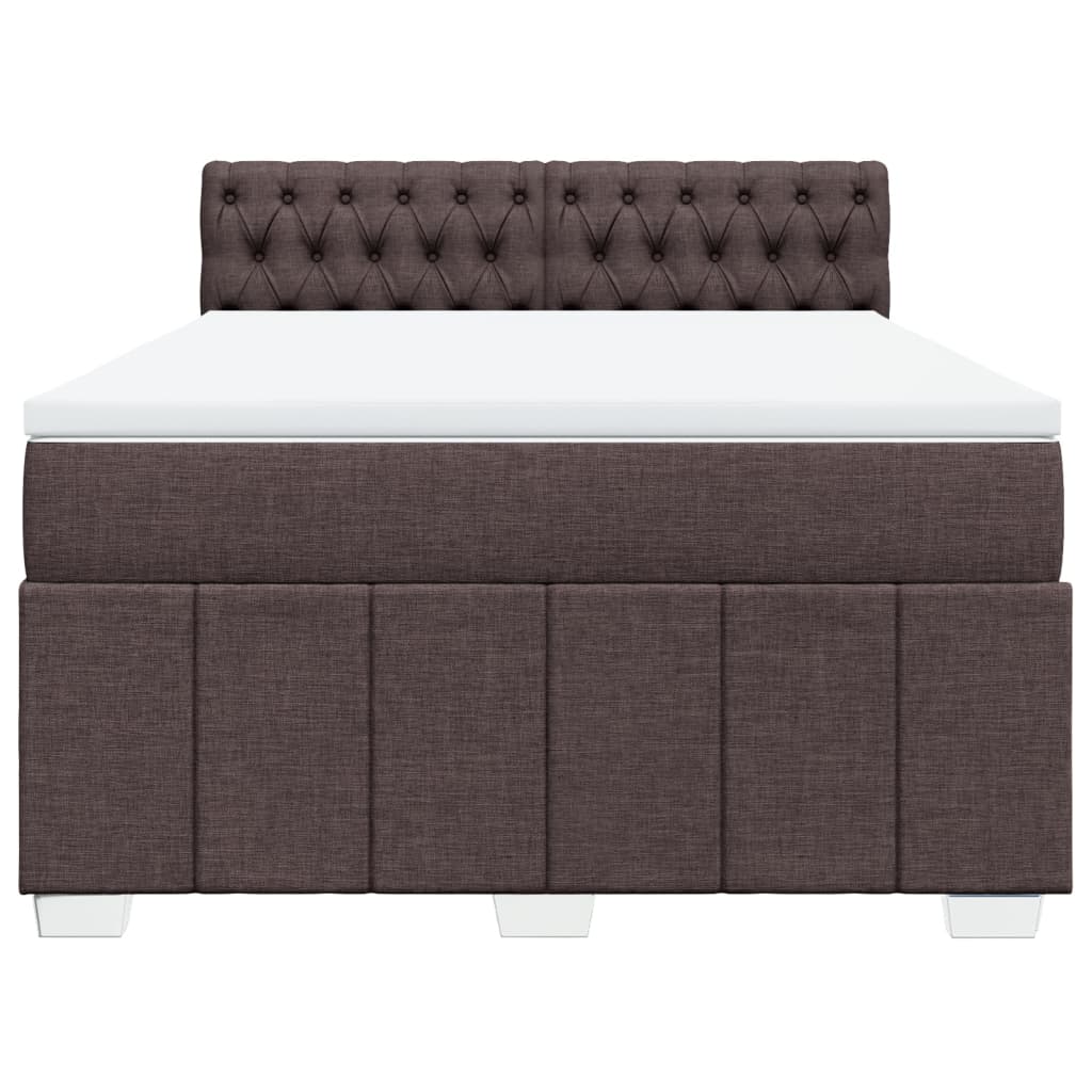 Boxspring met matras stof donkerbruin 140x190 cm