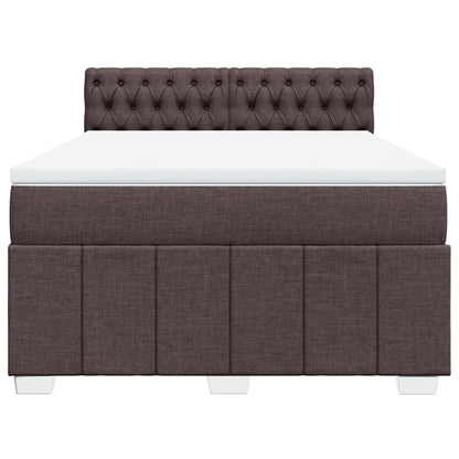 Boxspring met matras stof donkerbruin 140x190 cm