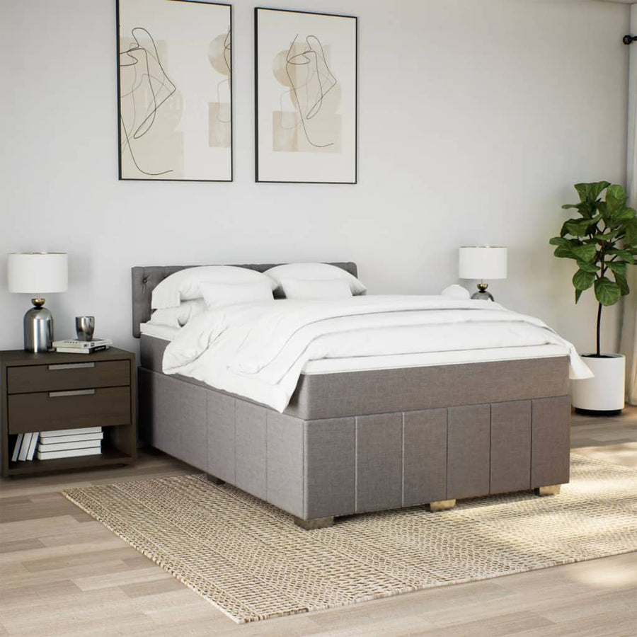 Boxspring met matras stof taupe 140x190 cm