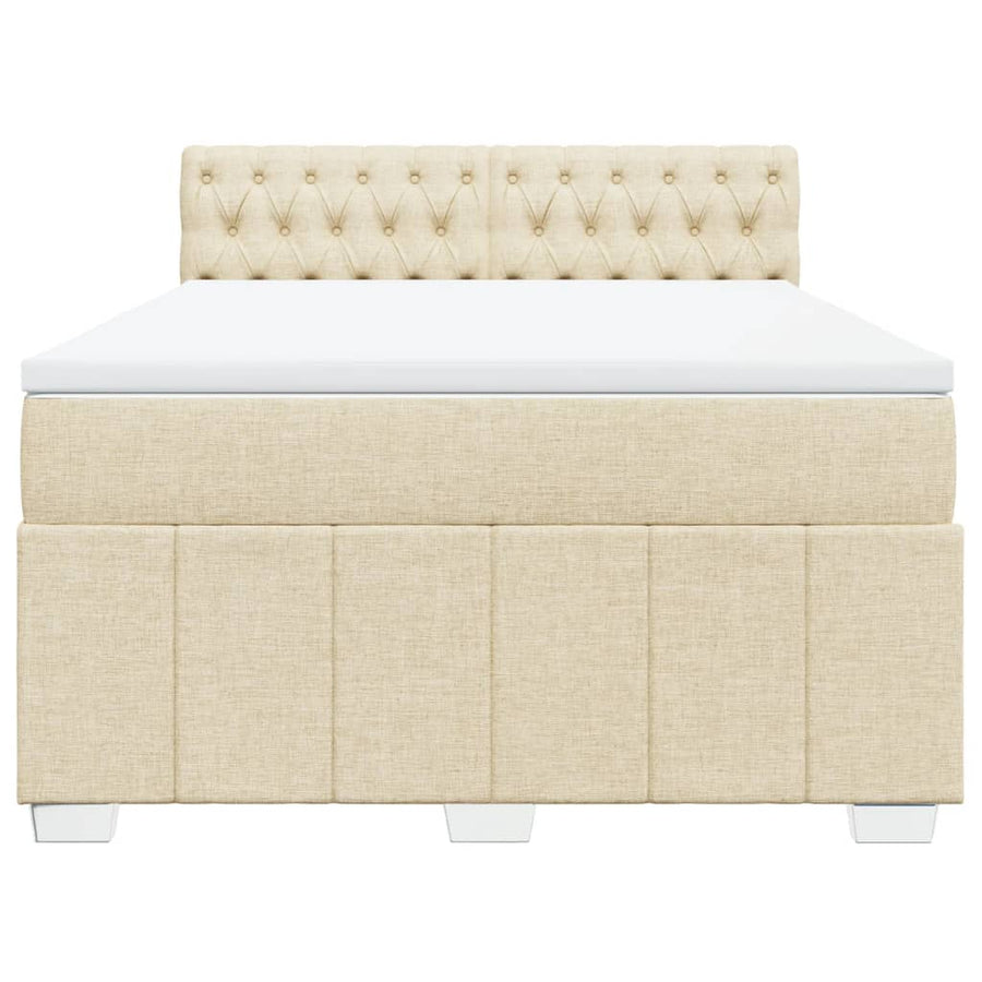 Boxspring met matras stof crèmekleurig 140x190 cm