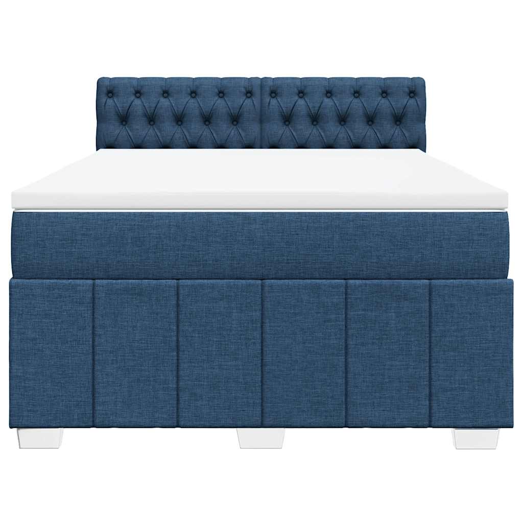 Boxspring met matras stof blauw 140x190 cm