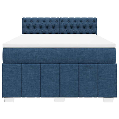 Boxspring met matras stof blauw 140x190 cm