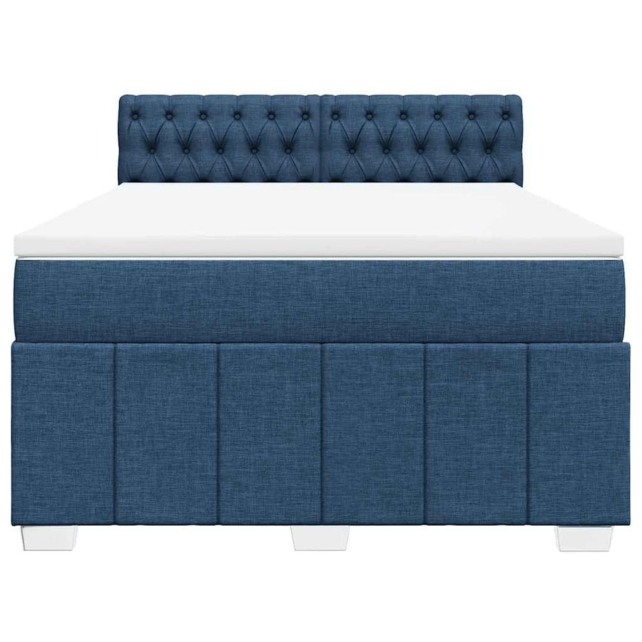 Boxspring met matras stof blauw 140x190 cm