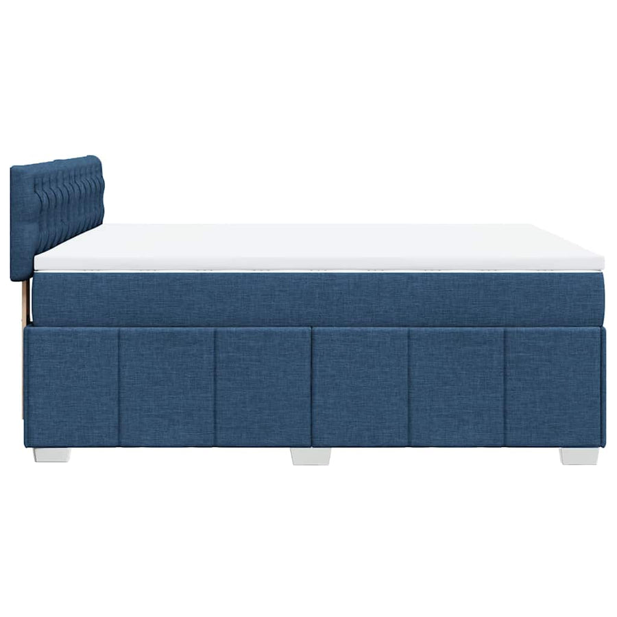 Boxspring met matras stof blauw 140x190 cm