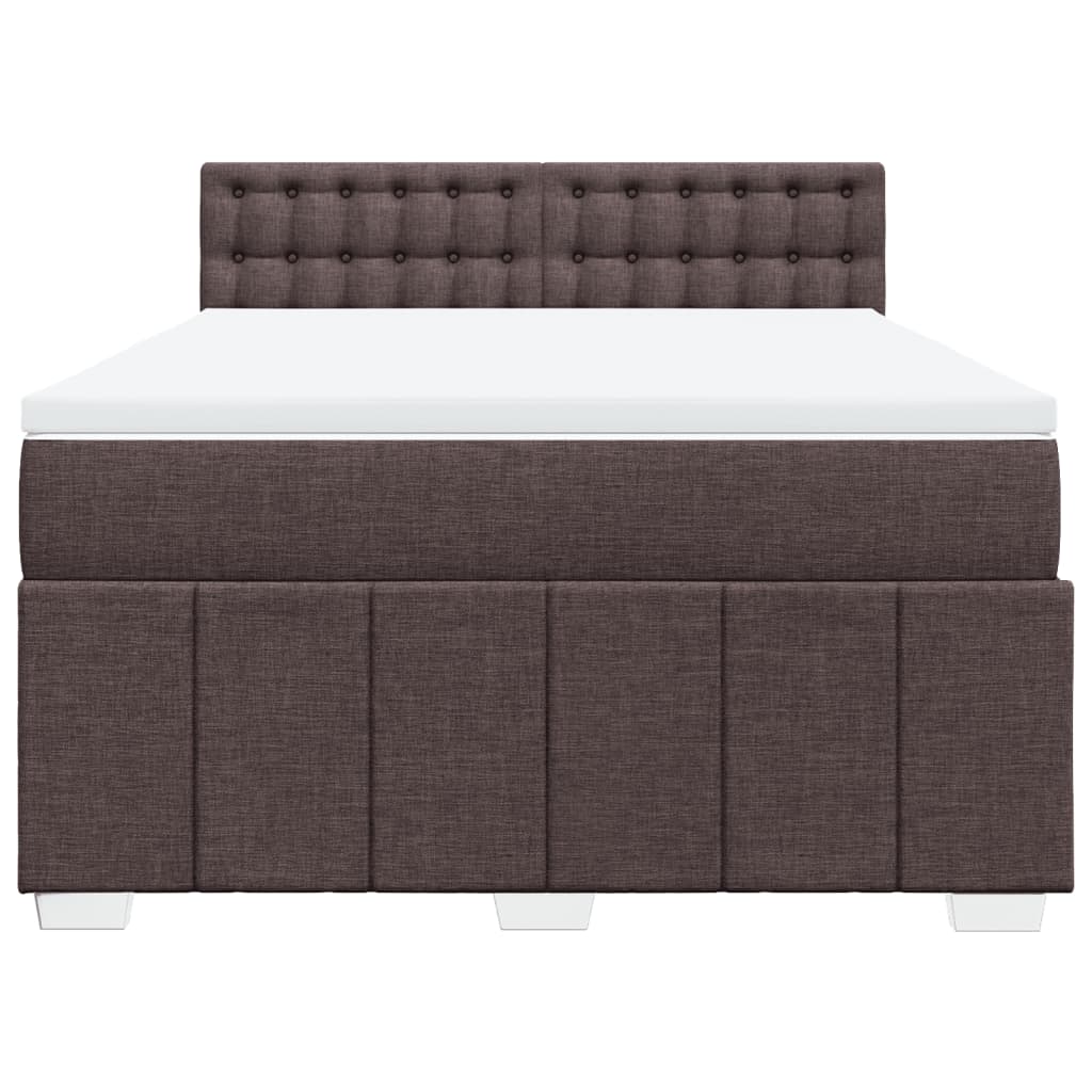 Boxspring met matras stof donkerbruin 140x190 cm