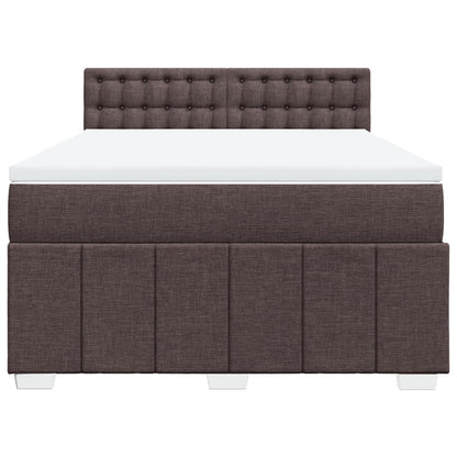 Boxspring met matras stof donkerbruin 140x190 cm