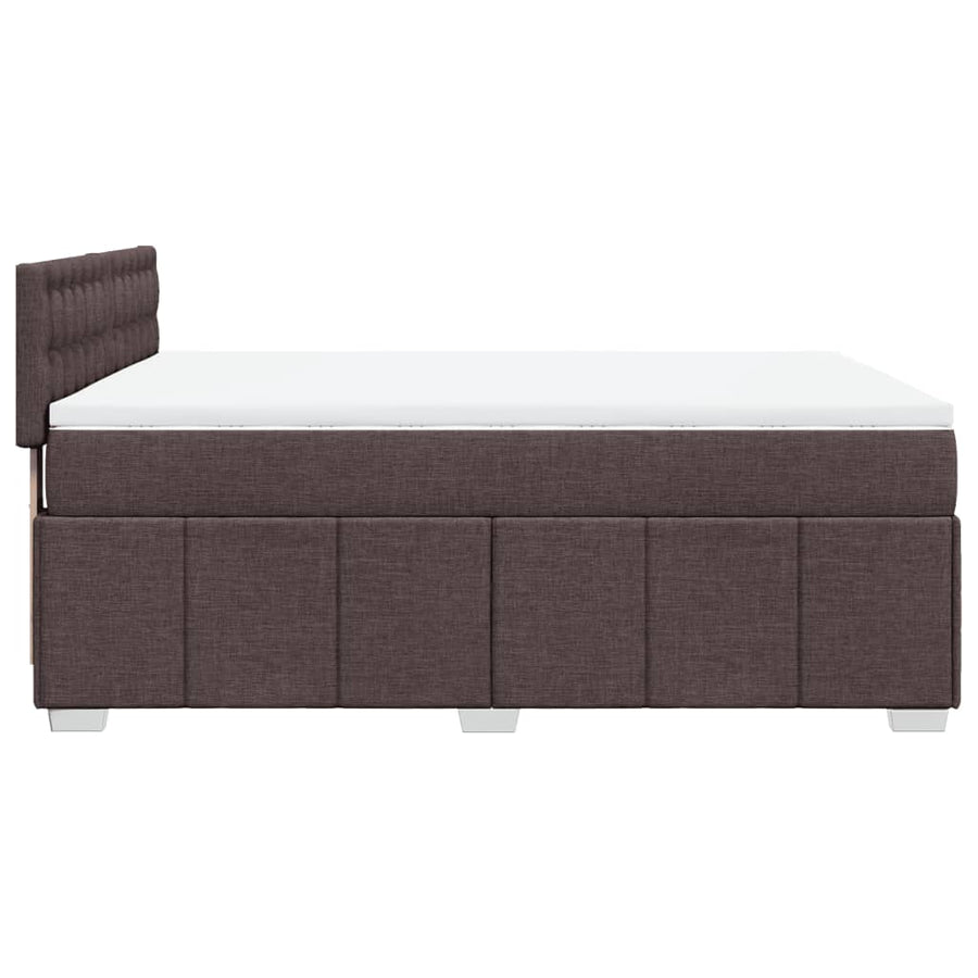 Boxspring met matras stof donkerbruin 140x190 cm