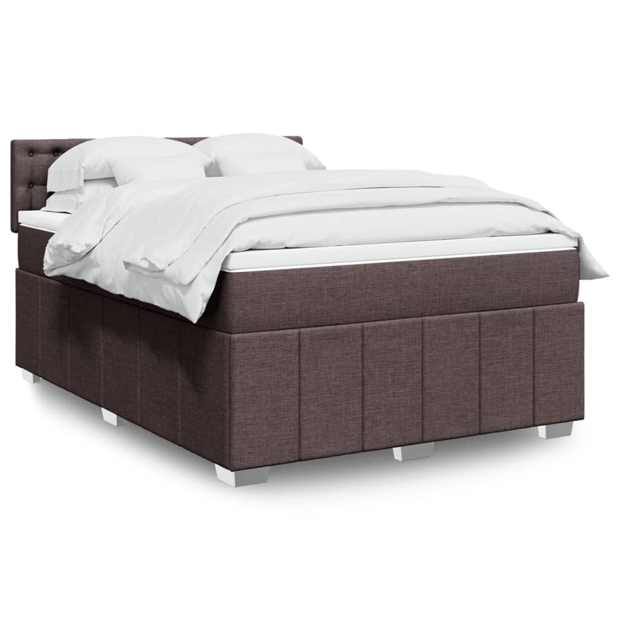Boxspring met matras stof donkerbruin 140x190 cm