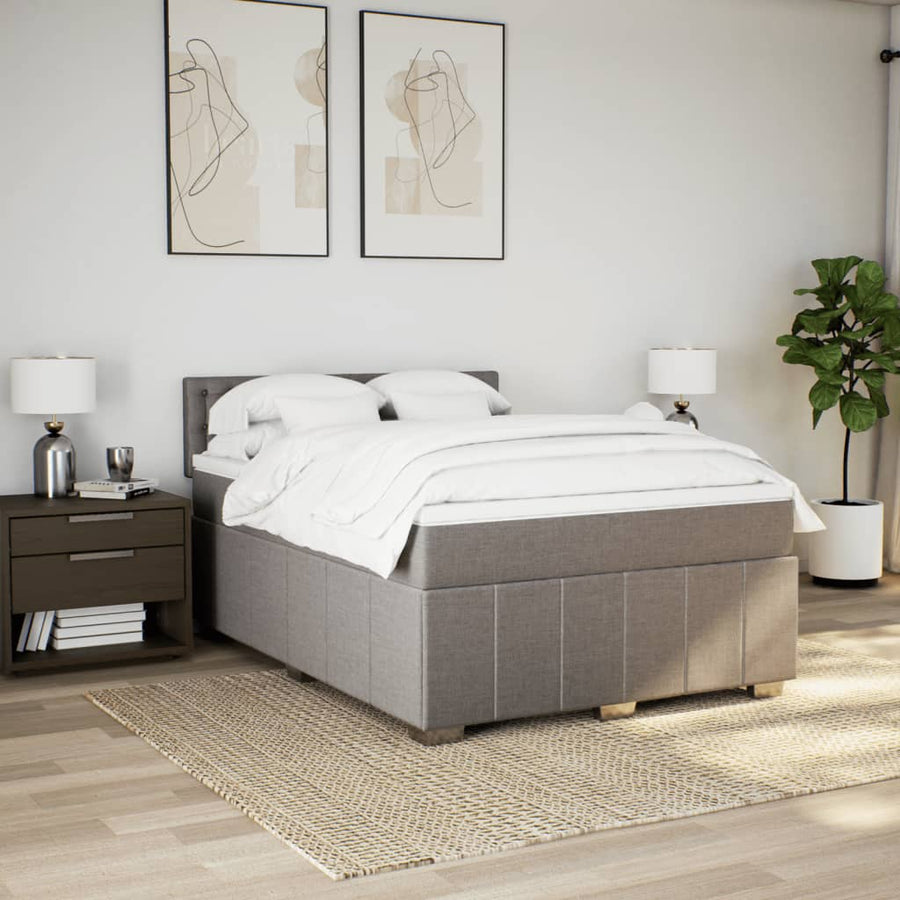 Boxspring met matras stof taupe 140x190 cm