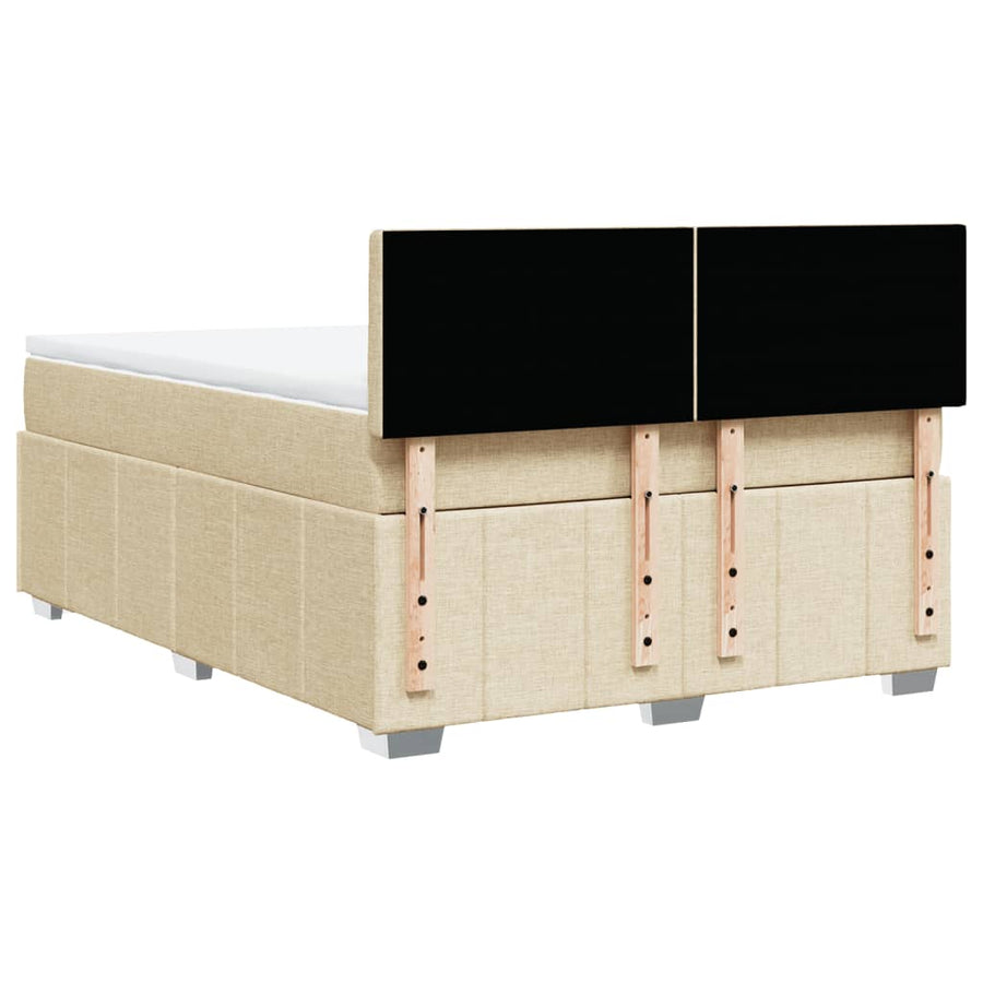 Boxspring met matras stof crèmekleurig 140x190 cm