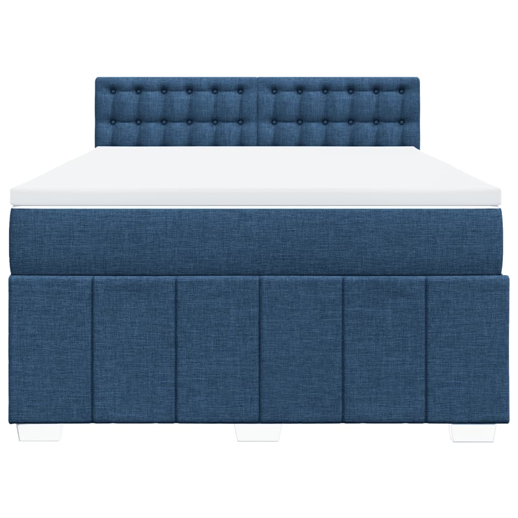 Boxspring met matras stof blauw 140x190 cm