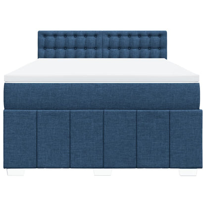 Boxspring met matras stof blauw 140x190 cm
