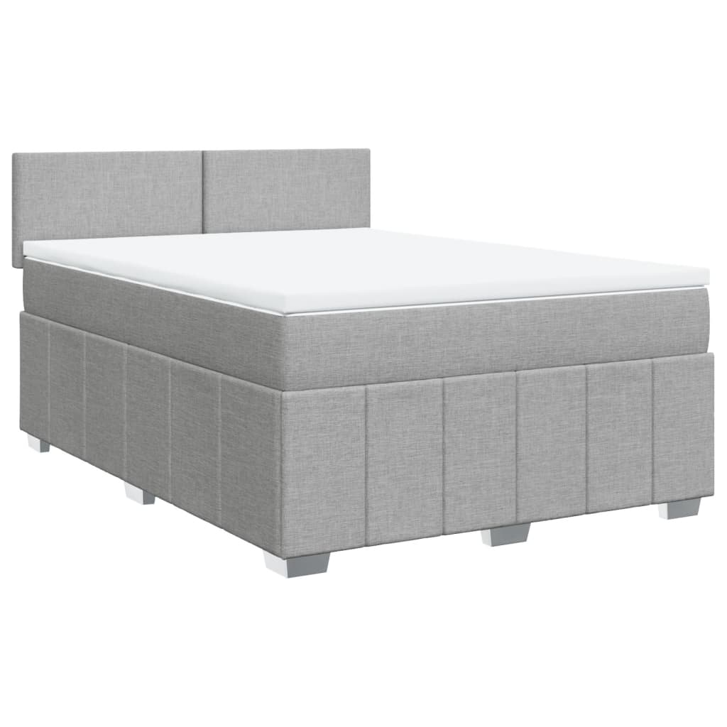 Boxspring met matras stof lichtgrijs 140x200 cm