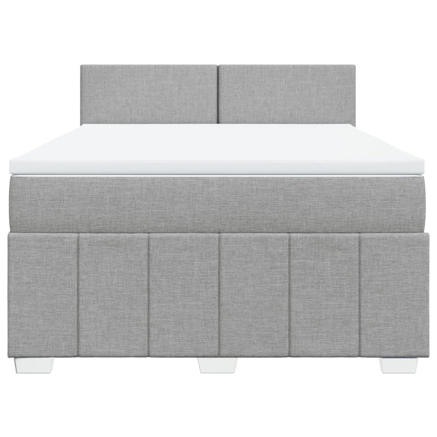 Boxspring met matras stof lichtgrijs 140x200 cm
