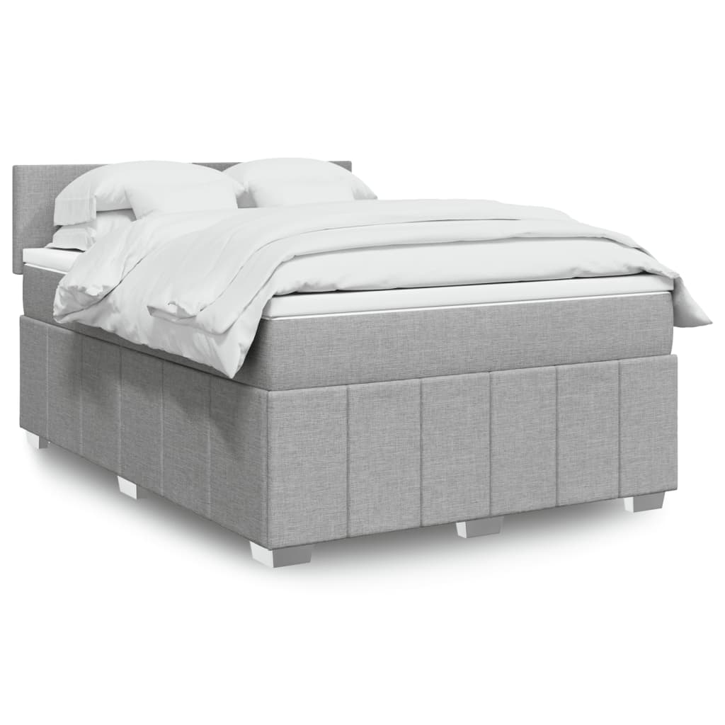 Boxspring met matras stof lichtgrijs 140x200 cm