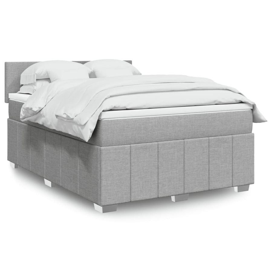 Boxspring met matras stof lichtgrijs 140x200 cm