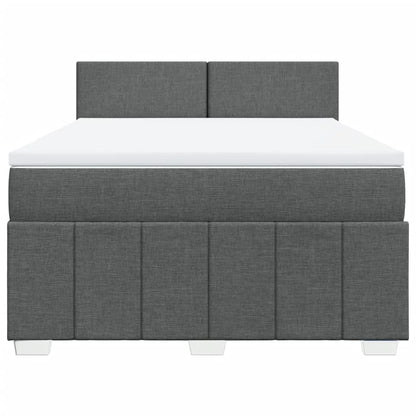 Boxspring met matras stof donkergrijs 140x200 cm