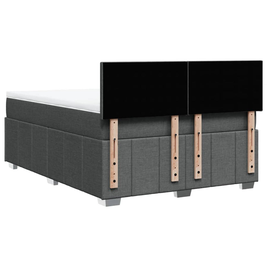 Boxspring met matras stof donkergrijs 140x200 cm