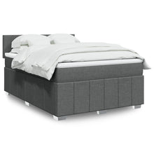 Boxspring met matras stof donkergrijs 140x200 cm