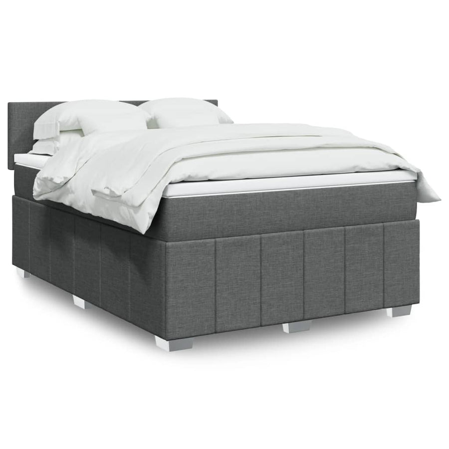 Boxspring met matras stof donkergrijs 140x200 cm