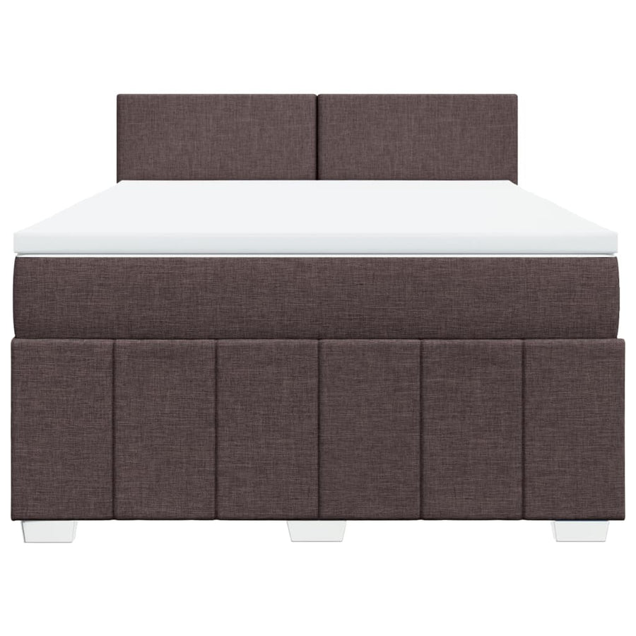 Boxspring met matras stof donkerbruin 140x200 cm