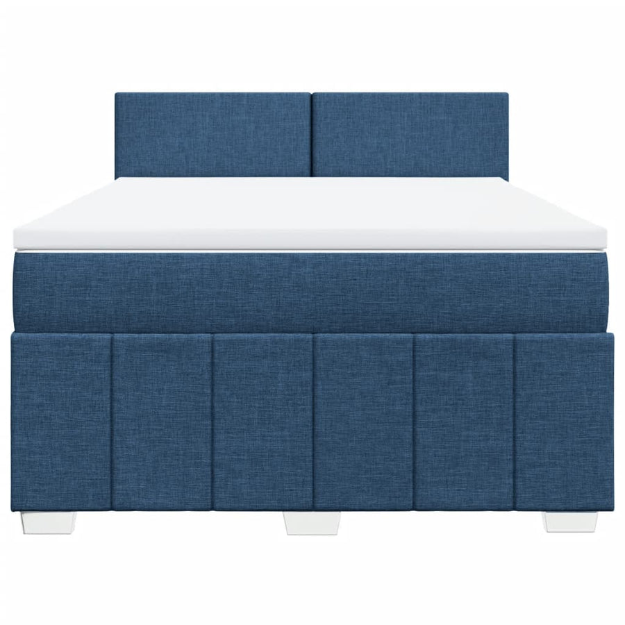 Boxspring met matras stof blauw 140x200 cm